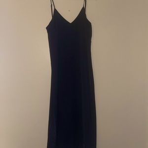 Black silk dress with bottom slit